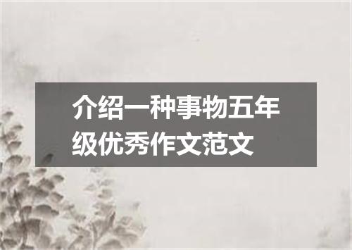 介绍一种事物五年级优秀作文范文