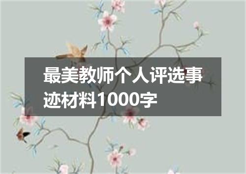 最美教师个人评选事迹材料1000字