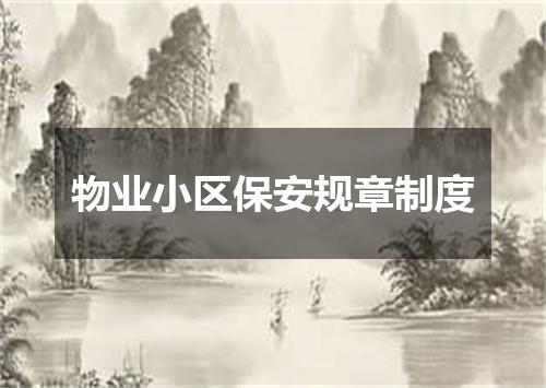 物业小区保安规章制度