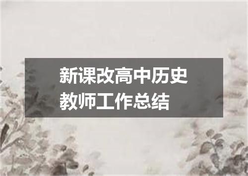 新课改高中历史教师工作总结