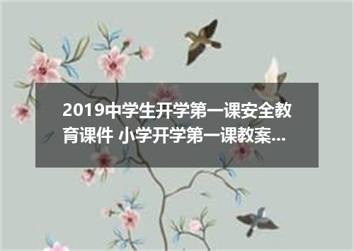 2019中学生开学第一课安全教育课件 小学开学第一课教案设计