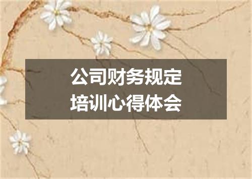 公司财务规定培训心得体会