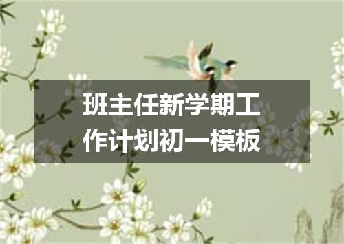 班主任新学期工作计划初一模板