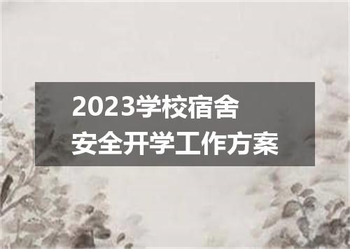 2023学校宿舍安全开学工作方案