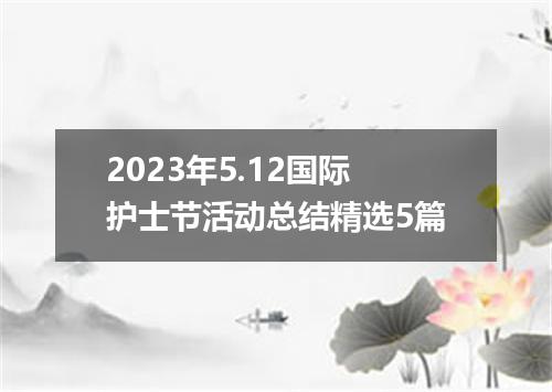 2023年5.12国际护士节活动总结精选5篇