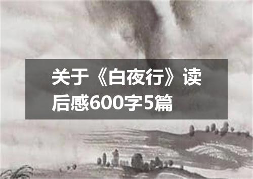 关于《白夜行》读后感600字5篇