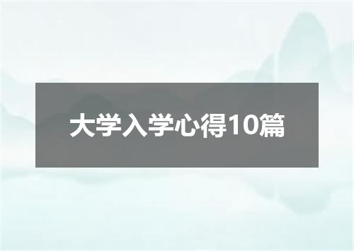 大学入学心得10篇