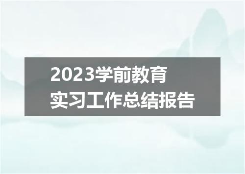 2023学前教育实习工作总结报告