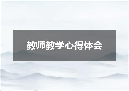 教师教学心得体会