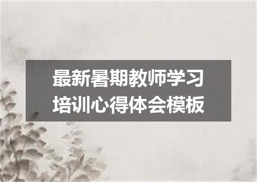 最新暑期教师学习培训心得体会模板