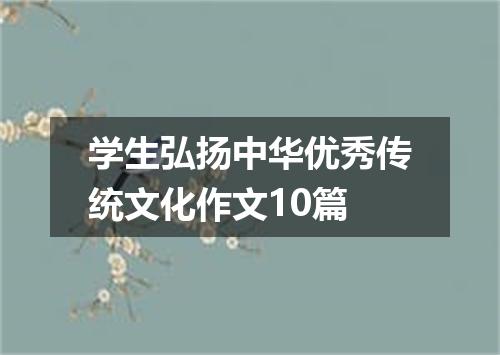 学生弘扬中华优秀传统文化作文10篇