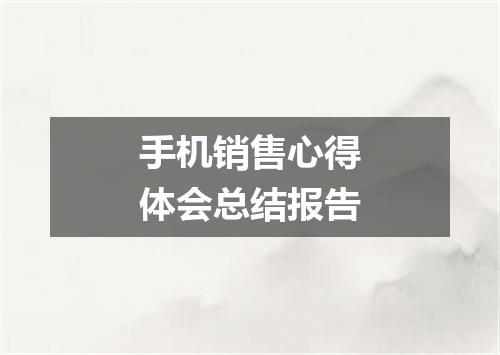 手机销售心得体会总结报告