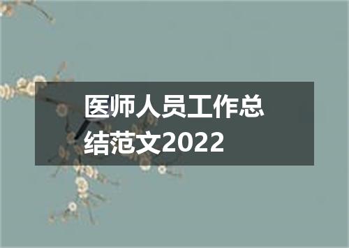 医师人员工作总结范文2022