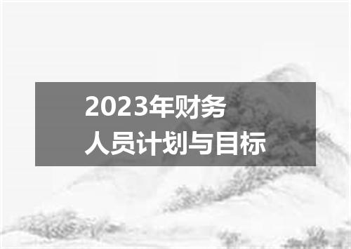 2023年财务人员计划与目标