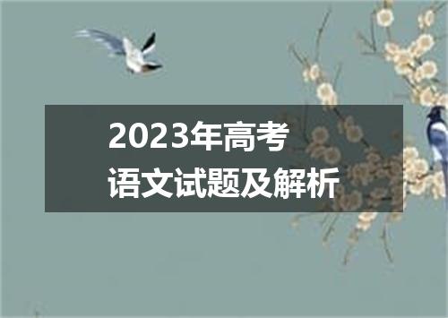 2023年高考语文试题及解析