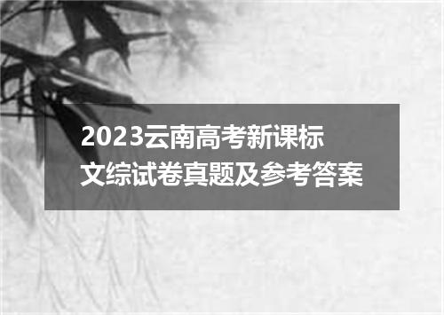 2023云南高考新课标文综试卷真题及参考答案