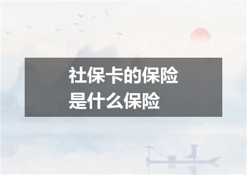 社保卡的保险是什么保险