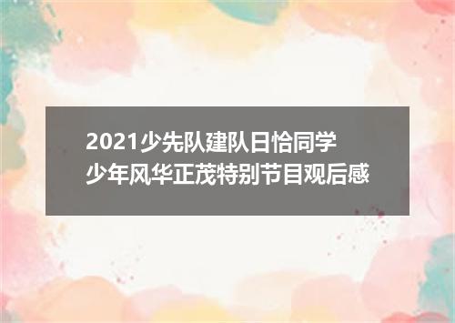 2021少先队建队日恰同学少年风华正茂特别节目观后感
