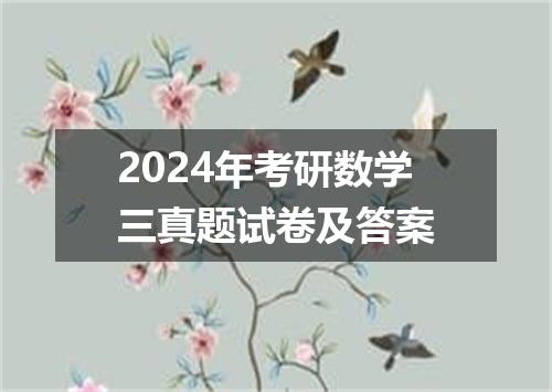 2024年考研数学三真题试卷及答案