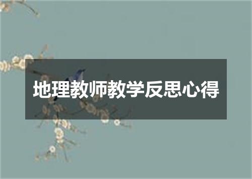 地理教师教学反思心得