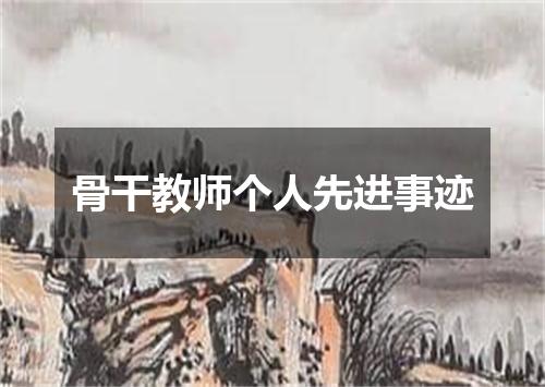 骨干教师个人先进事迹