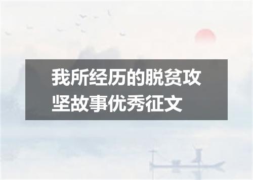 我所经历的脱贫攻坚故事优秀征文
