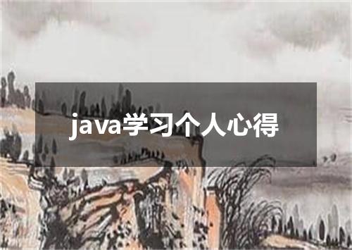 java学习个人心得