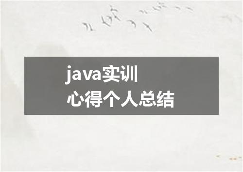java实训心得个人总结