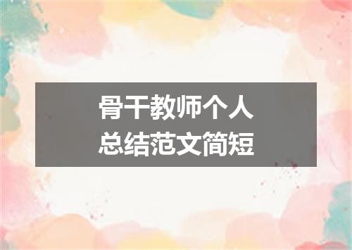 骨干教师个人总结范文简短