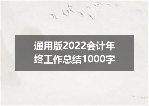 通用版2022会计年终工作总结1000字