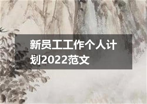 新员工工作个人计划2022范文
