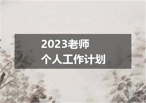 2023老师个人工作计划