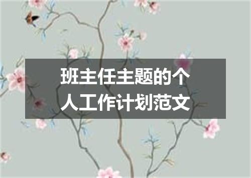 班主任主题的个人工作计划范文