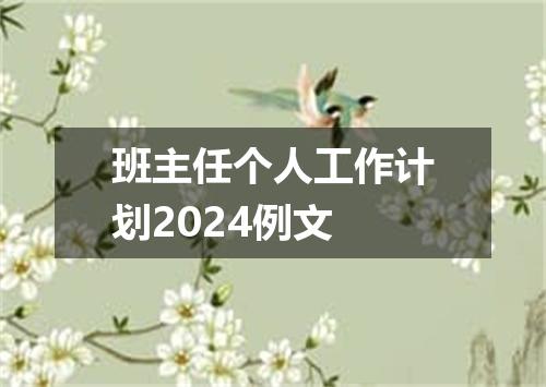 班主任个人工作计划2024例文