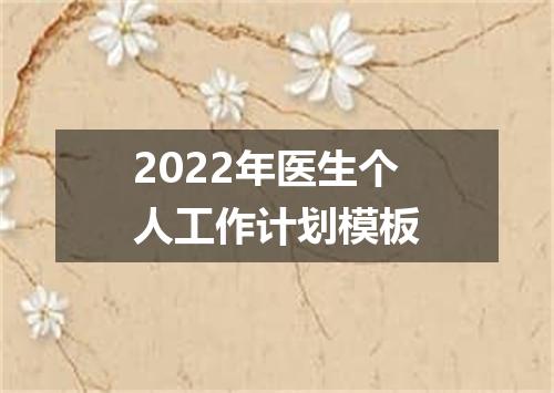 2022年医生个人工作计划模板