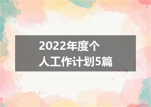 2022年度个人工作计划5篇