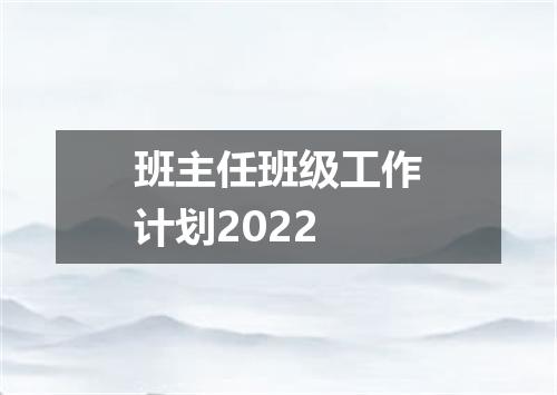 班主任班级工作计划2022