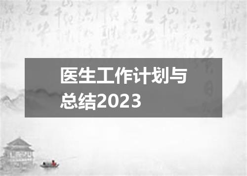 医生工作计划与总结2023