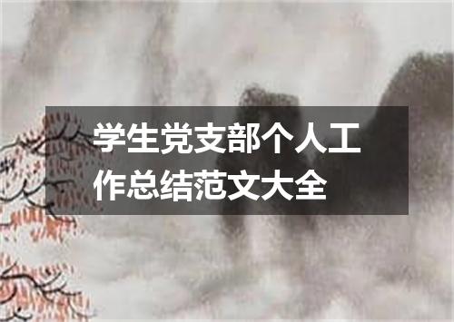 学生党支部个人工作总结范文大全