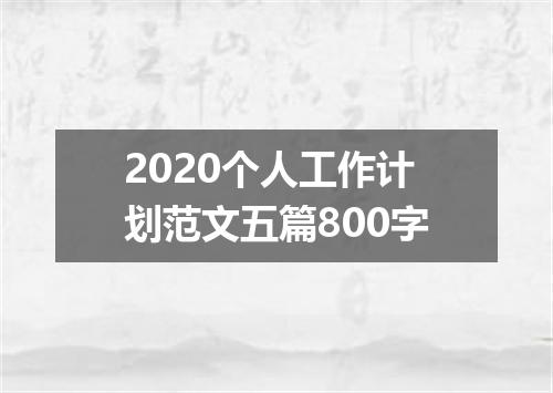 2020个人工作计划范文五篇800字