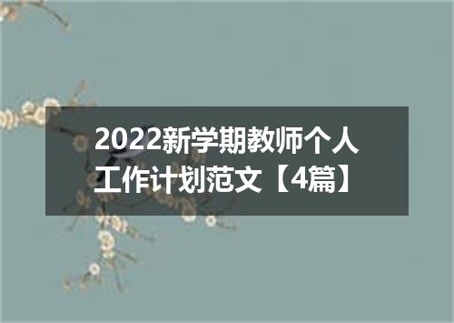 2022新学期教师个人工作计划范文【4篇】