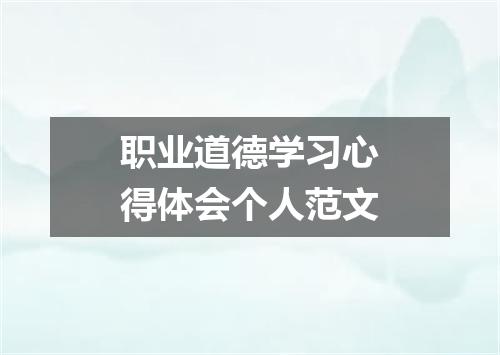 职业道德学习心得体会个人范文