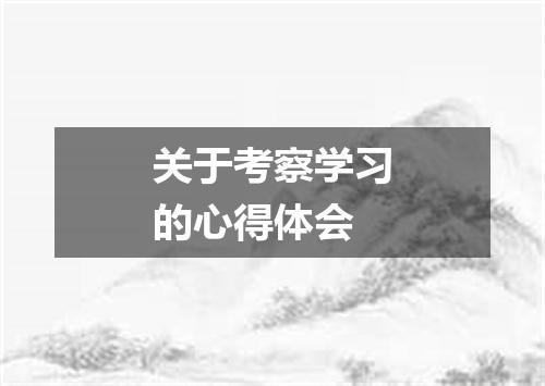 关于考察学习的心得体会