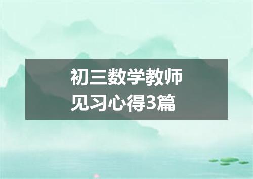 初三数学教师见习心得3篇