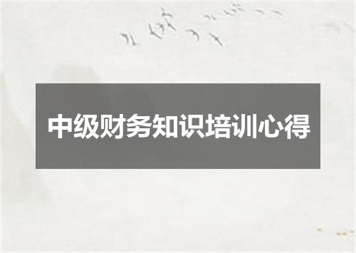 中级财务知识培训心得