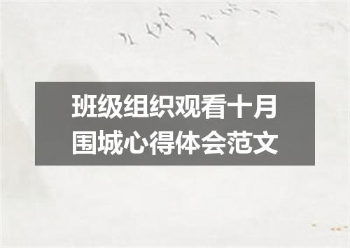 班级组织观看十月围城心得体会范文
