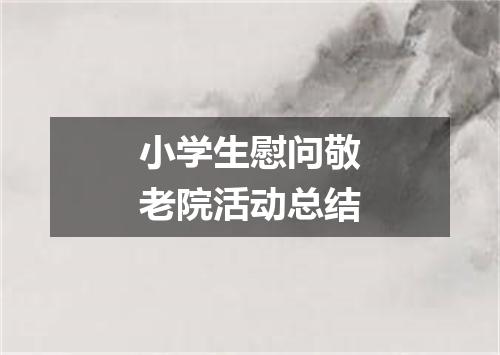 小学生慰问敬老院活动总结