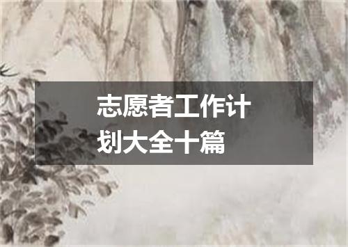 志愿者工作计划大全十篇