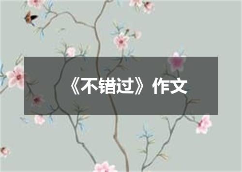 《不错过》作文