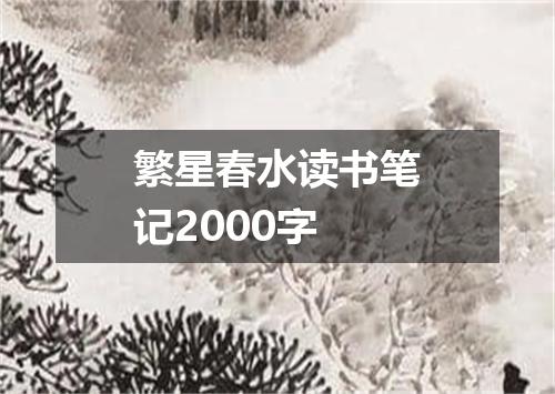 繁星春水读书笔记2000字